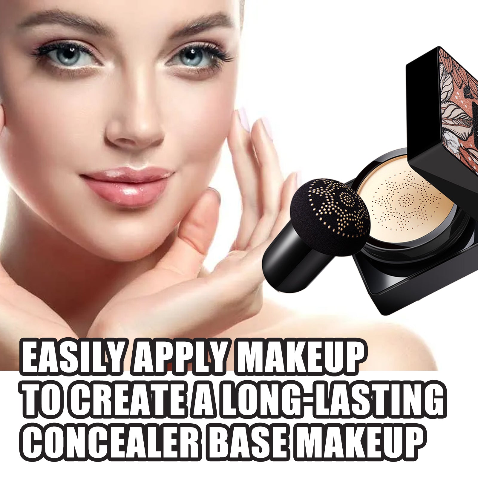 Magic Mat Powder Puff, Invisible Pore Ivory White Natural Color With Mushroom Air Cushion On Makeup Base
