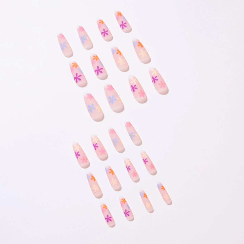 Pastoral Series Rainbow Sunflower Wearing Nail Enhancement Finished Products Fake Nail Enhancement Patch Nail Patch Removable Nail Patch