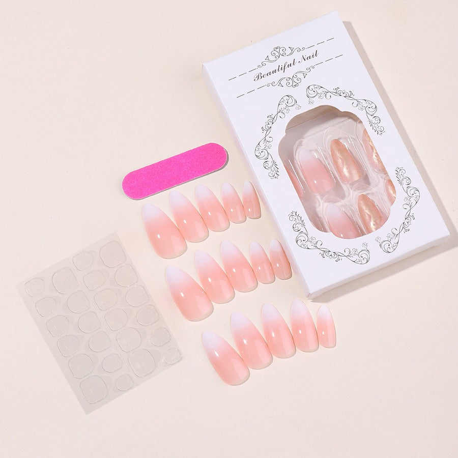 Nouveaux patchs à ongles portables à gradient pailleté, manucure en forme d'amande, faux ongles