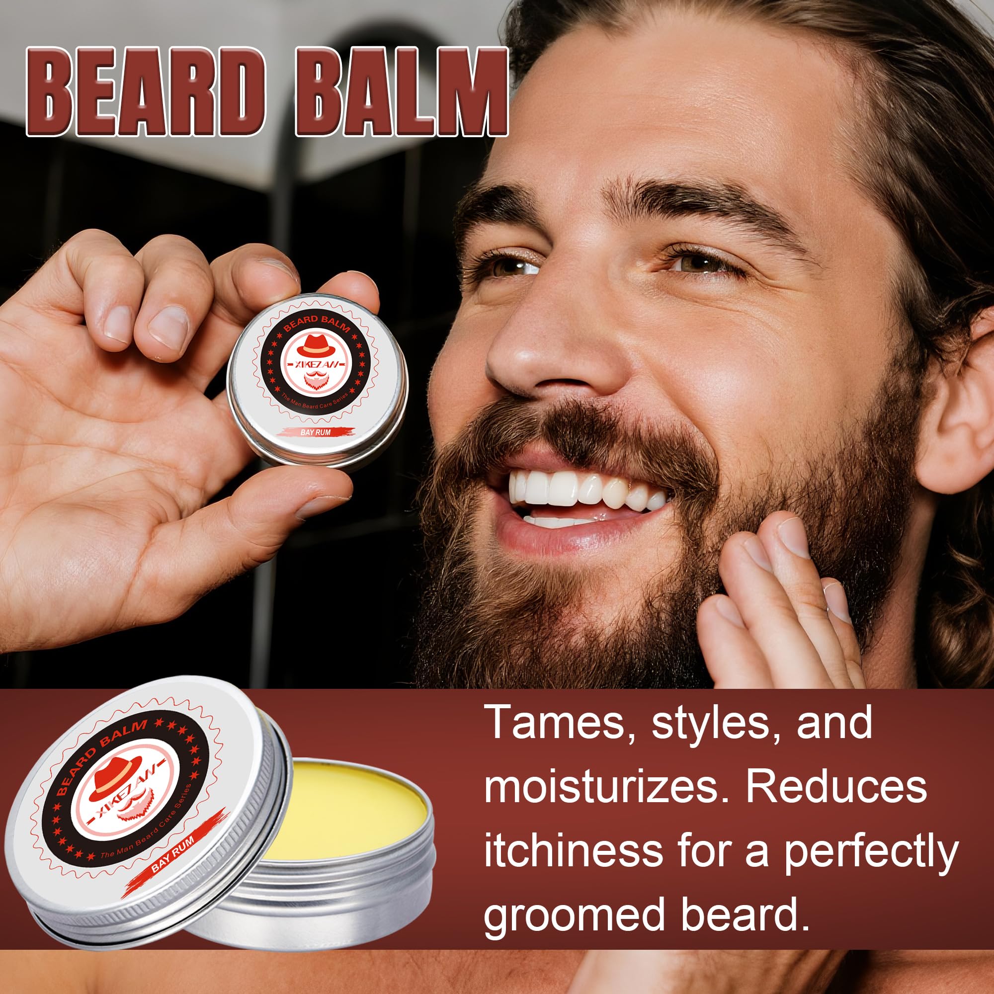 XIKEZAN Beard Kit for Men Grooming & Care w/Beard Conditioner, Wash, Oil, Balm, Brush, Comb,Birthday Fathers Valentines Gifts for Men Him Dad Husband Boyfriend Mens