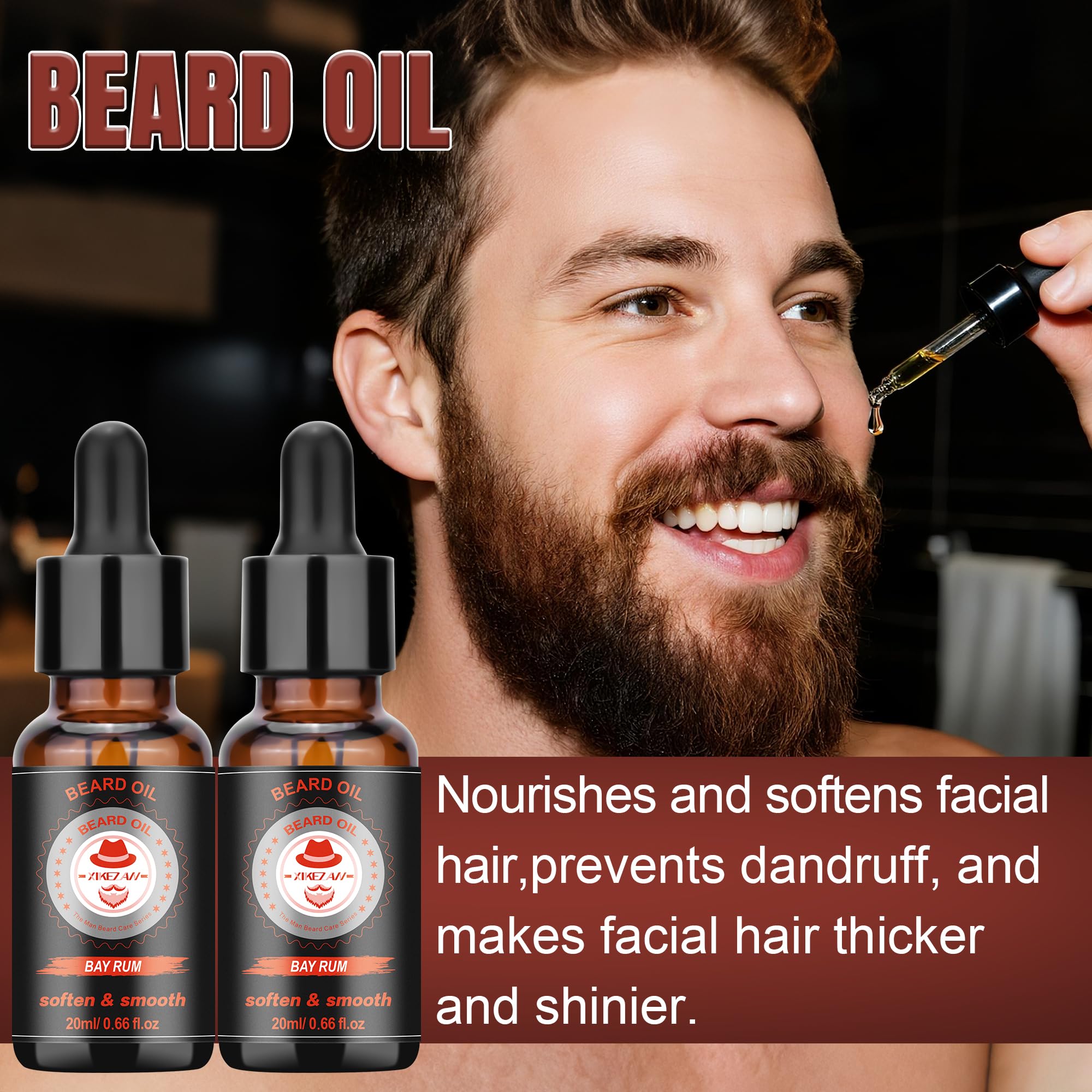 XIKEZAN Beard Kit for Men Grooming & Care w/Beard Conditioner, Wash, Oil, Balm, Brush, Comb,Birthday Fathers Valentines Gifts for Men Him Dad Husband Boyfriend Mens