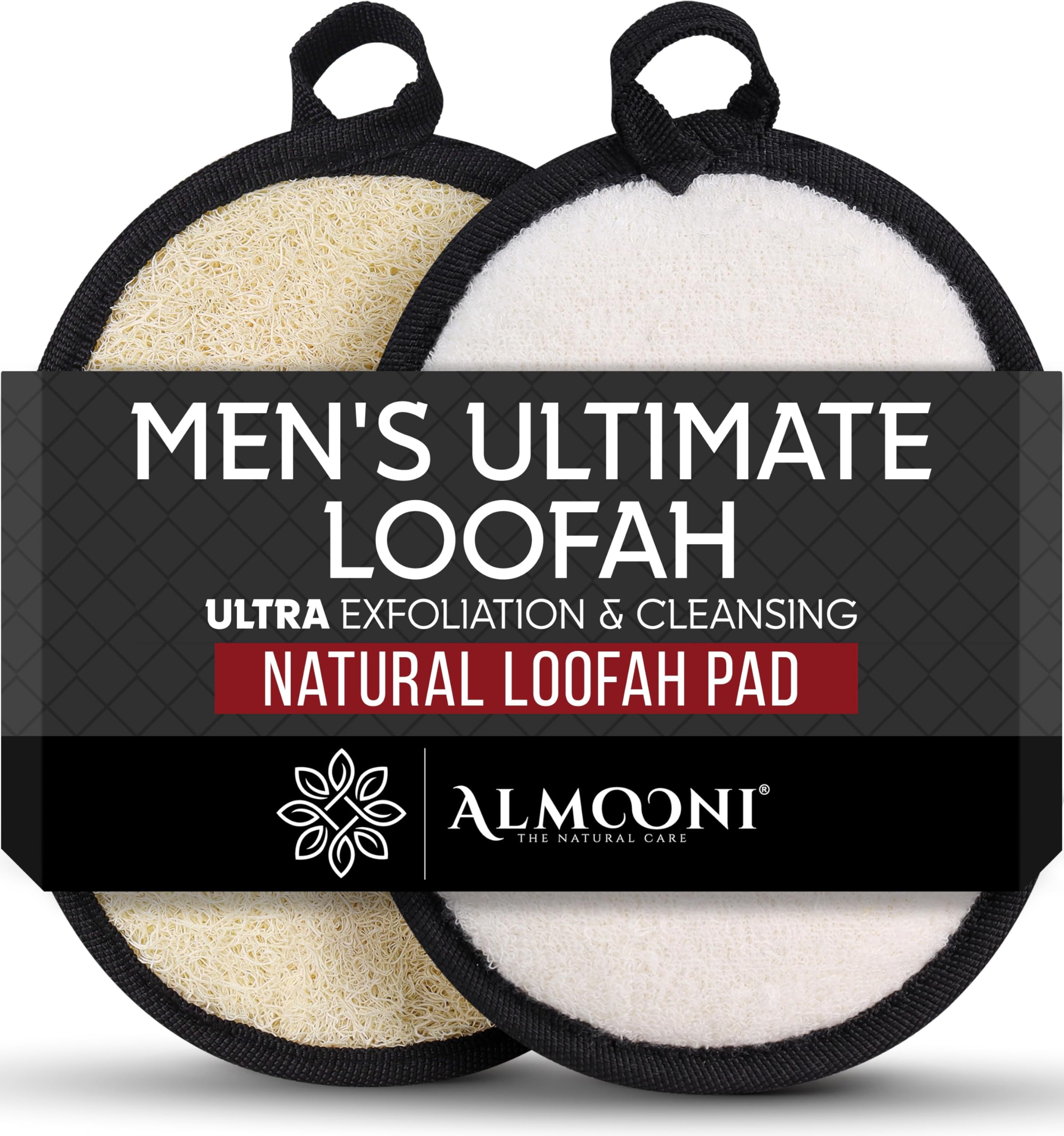 Sturdy Natural Loofah for Men, The Ultimate Men's Loofah Body Scrubber Made with Natural Egyptian Shower luffa Sponge, Bath Shower Sponge lufas for Men - 2 Count (1 Pack)