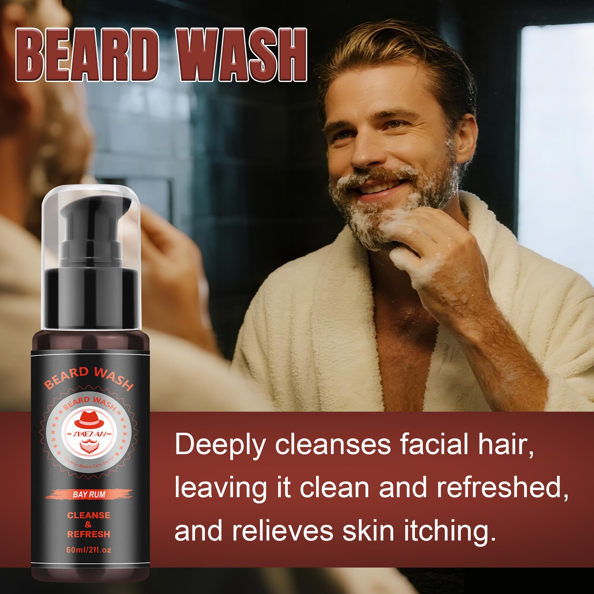 XIKEZAN Beard Kit for Men Grooming & Care w/Beard Conditioner, Wash, Oil, Balm, Brush, Comb,Birthday Fathers Valentines Gifts for Men Him Dad Husband Boyfriend Mens