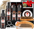XIKEZAN Beard Kit for Men Grooming & Care w/Beard Conditioner, Wash, Oil, Balm, Brush, Comb,Birthday Fathers Valentines Gifts for Men Him Dad Husband Boyfriend Mens