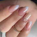 Nouveaux patchs à ongles portables à gradient pailleté, manucure en forme d'amande, faux ongles