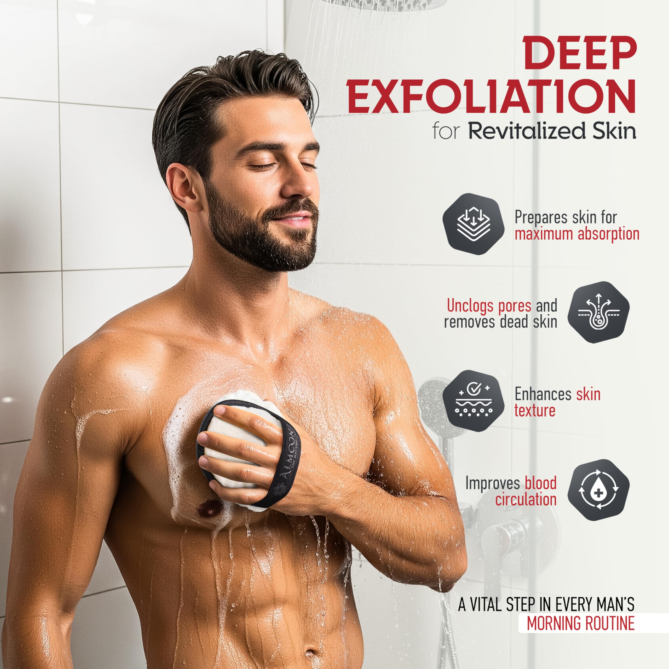 Sturdy Natural Loofah for Men, The Ultimate Men's Loofah Body Scrubber Made with Natural Egyptian Shower luffa Sponge, Bath Shower Sponge lufas for Men - 2 Count (1 Pack)