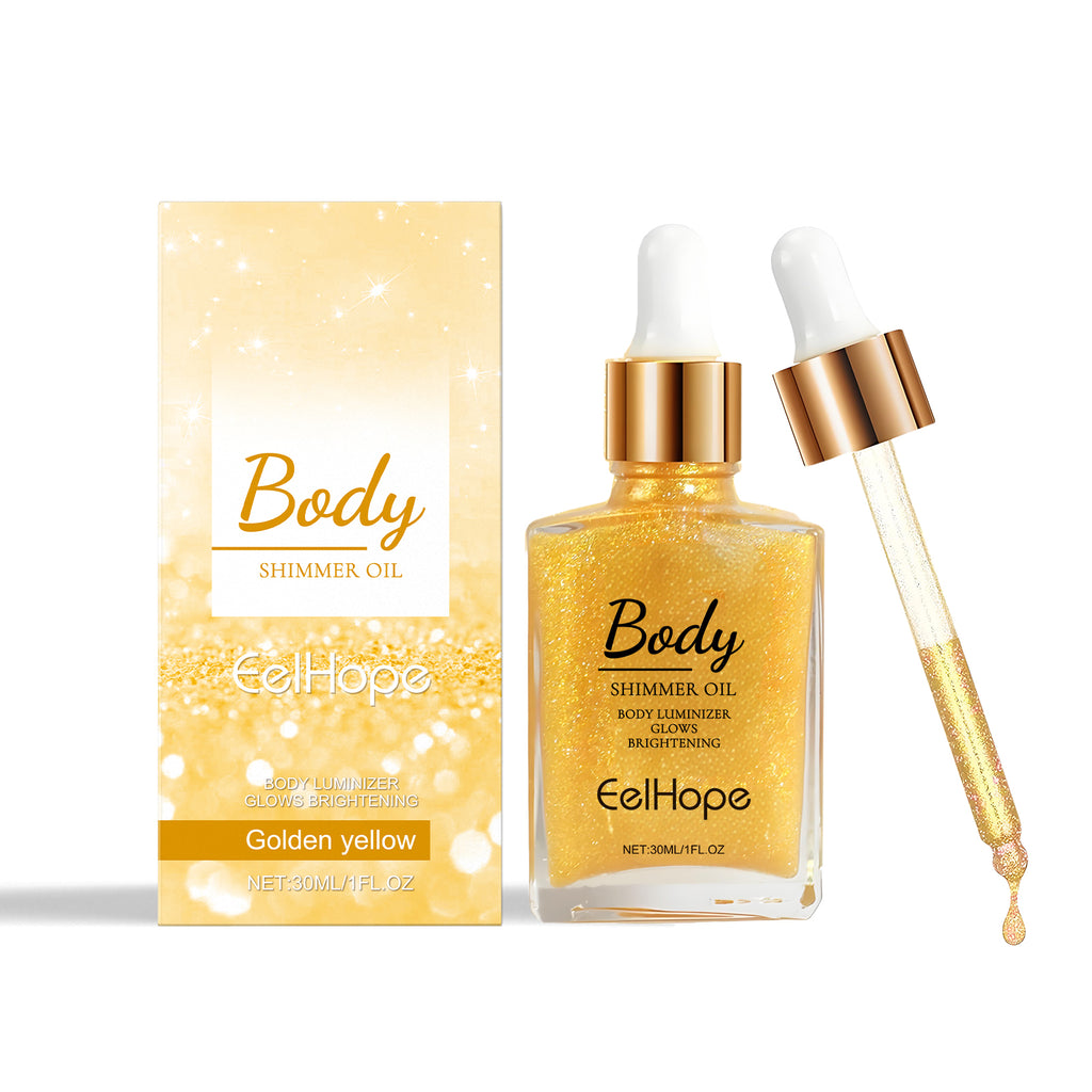 Body Glitter Oil, Facial Body Liquid Highlighter Moisturizer Easy To Apply Party Focus Brightening
