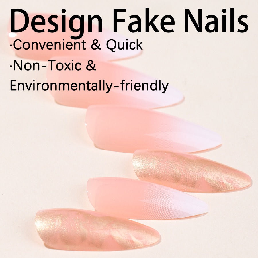 Nouveaux patchs à ongles portables à gradient pailleté, manucure en forme d'amande, faux ongles