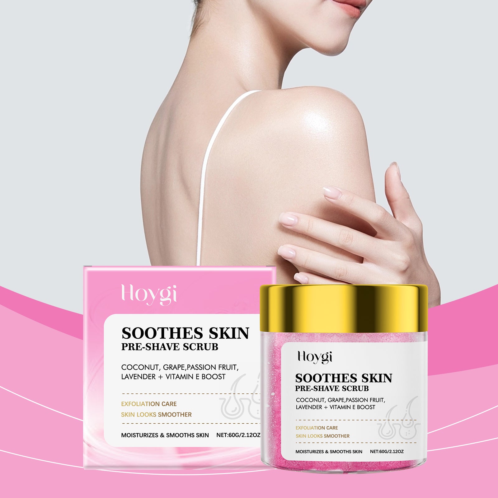 Hoygi Hair Removal Pre-Shave Scrub, Gentle Cleansing Care Smooth Moisturizing Hair Removal Scrub Applied All Over The Body