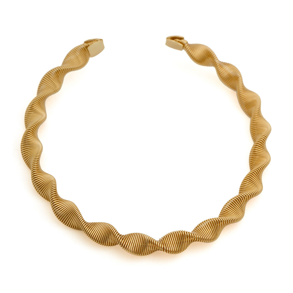 Cyberpunk metal stripe spiral open collar female personality punk snake bone necklace