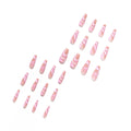Faux Ongles Rose Press-On Ligne de Couleur Assortie, Produit Fini à Porter