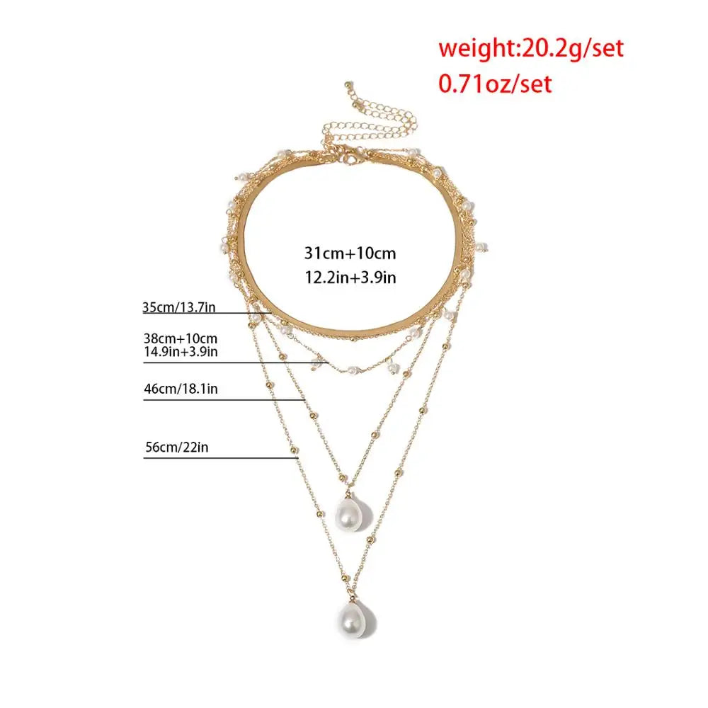 Gothic Imitation Pearl Tassel Choker Necklace Colar Statement Wedding Punk Lariat Snake Long Chain Necklace Women Jewelry