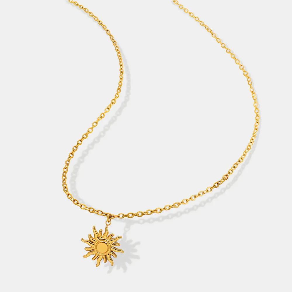 Clavicle chain fashionable and simple small sun pendant titanium steel necklace for women