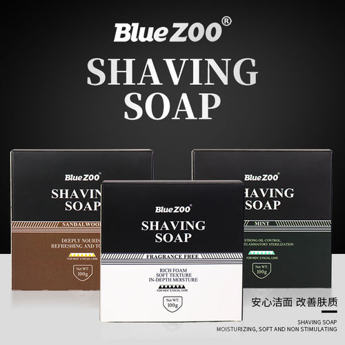 BlueZOO Men's Facial Shave Beard Shaving Foaming Soap Sandalwood Scented Mint